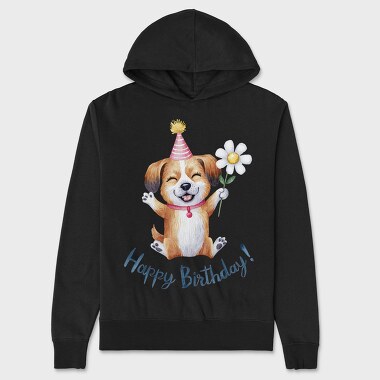 Happy Birthday Dog Flower, Hanorac Oversize Barbati (Unisex)