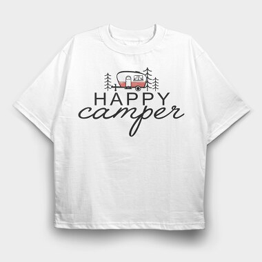 Happy Camper Camping, Tricou Oversize Barbati (Unisex)