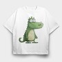 Happy Dino Smile Joy, Tricou Oversize Barbati (Unisex)