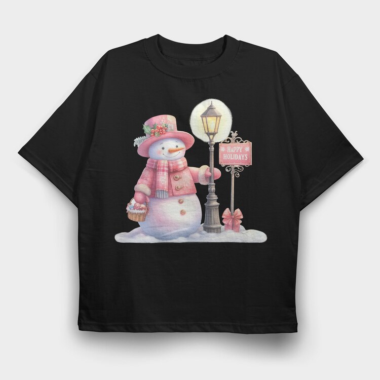 Happy Holidays Snowman, Tricou Oversize Barbati (Unisex)