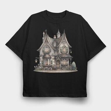 Haunted Gothic Cottage, Tricou Oversize Barbati (Unisex)