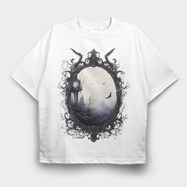 Haunted Mirror Sublimation, Tricou Oversize Barbati (Unisex)