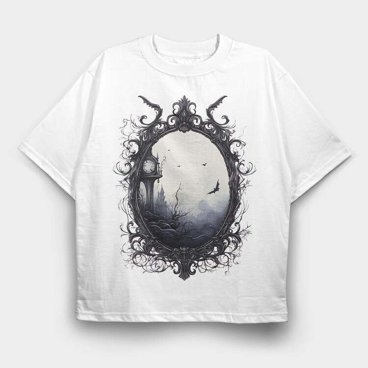Haunted Mirror Sublimation, Tricou Oversize Barbati (Unisex)