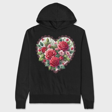 Heart Floral Love, Hanorac Oversize Barbati (Unisex)