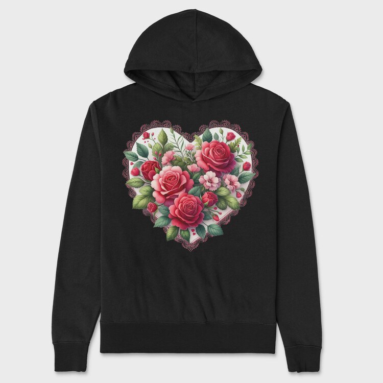Heart Floral Love, Hanorac Oversize Barbati (Unisex)