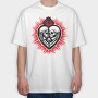 Skull Heart Fire, Tricou Oversize Barbati (Unisex)