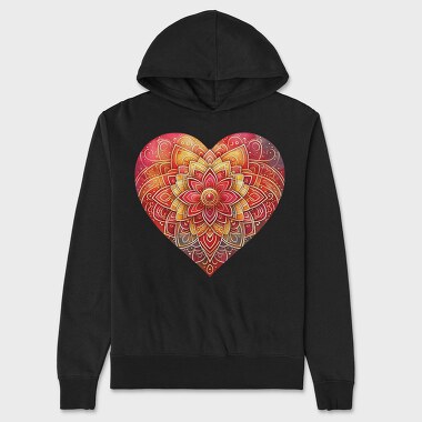 Heart Mandala Pattern, Hanorac Oversize Barbati (Unisex)