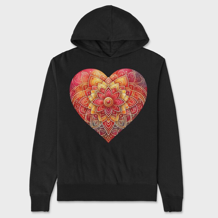 Heart Mandala Pattern, Hanorac Oversize Barbati (Unisex)