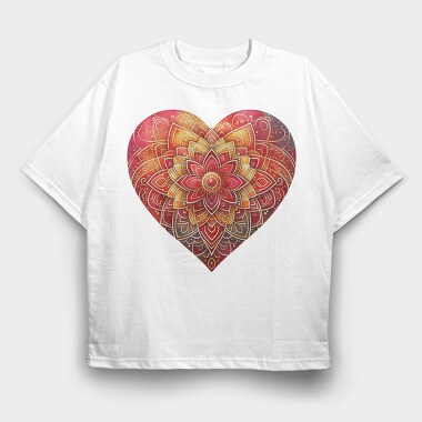 Heart Mandala Pattern, Tricou Oversize Barbati (Unisex)