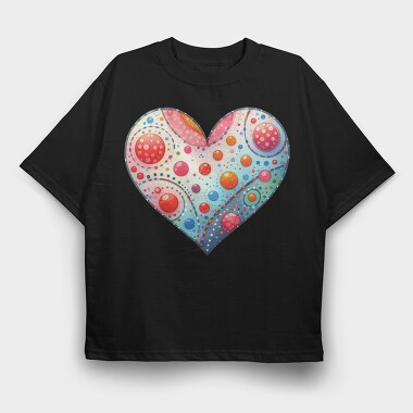Heart Polka Dot Pattern, Tricou Oversize Barbati (Unisex)