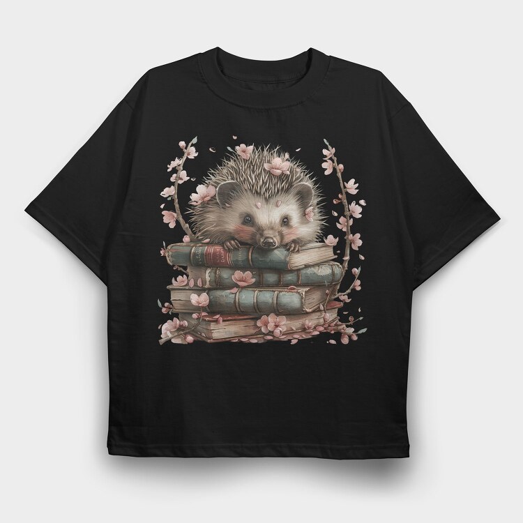 Hedgehog Books Flowers, Tricou Oversize Barbati (Unisex)