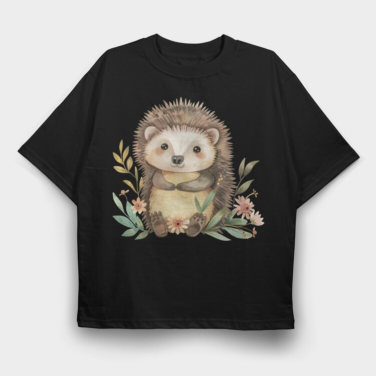 Hedgehog Flower Bouquet, Tricou Oversize Barbati (Unisex)