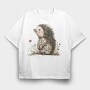 Hedgehog Flowers Garden, Tricou Oversize Barbati (Unisex)