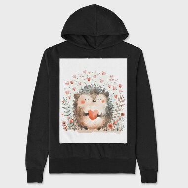 Hedgehog Love Flowers, Hanorac Oversize Barbati (Unisex)