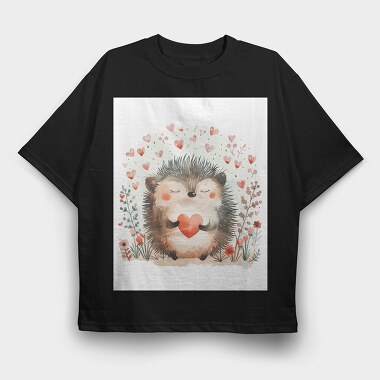 Hedgehog Love Flowers, Tricou Oversize Barbati (Unisex)