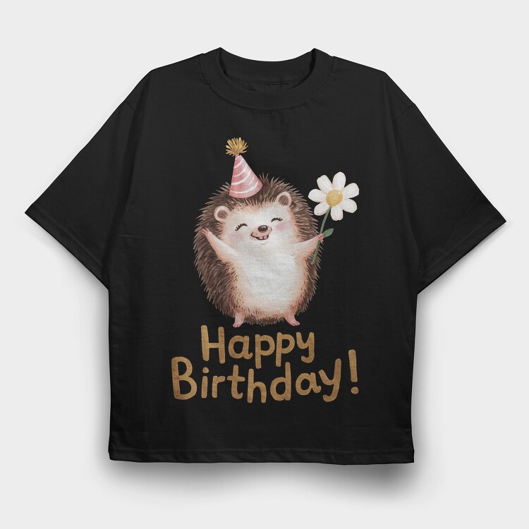 Hedgehog Party Hat, Tricou Oversize Barbati (Unisex)