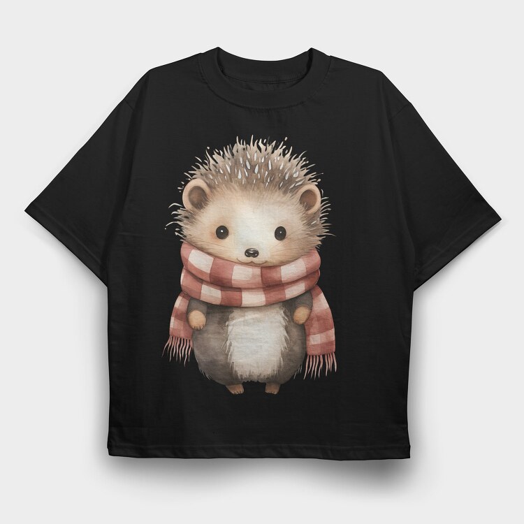 Hedgehog Scarf Woodland, Tricou Oversize Barbati (Unisex)