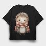 Hedgehog Scarf Woodland, Tricou Oversize Barbati (Unisex)