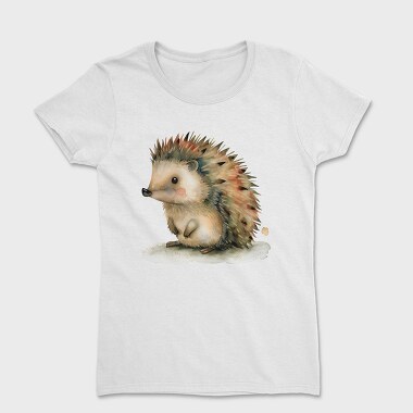 Hedgehog Sitting On Leaf, Tricou Femei