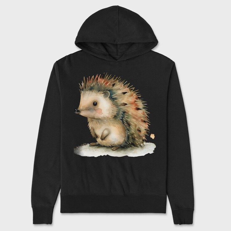 Hedgehog Sitting On Leaf, Hanorac Oversize Barbati (Unisex)