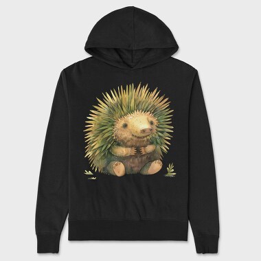 Hedgehog Sitting Woodland, Hanorac Oversize Barbati (Unisex)