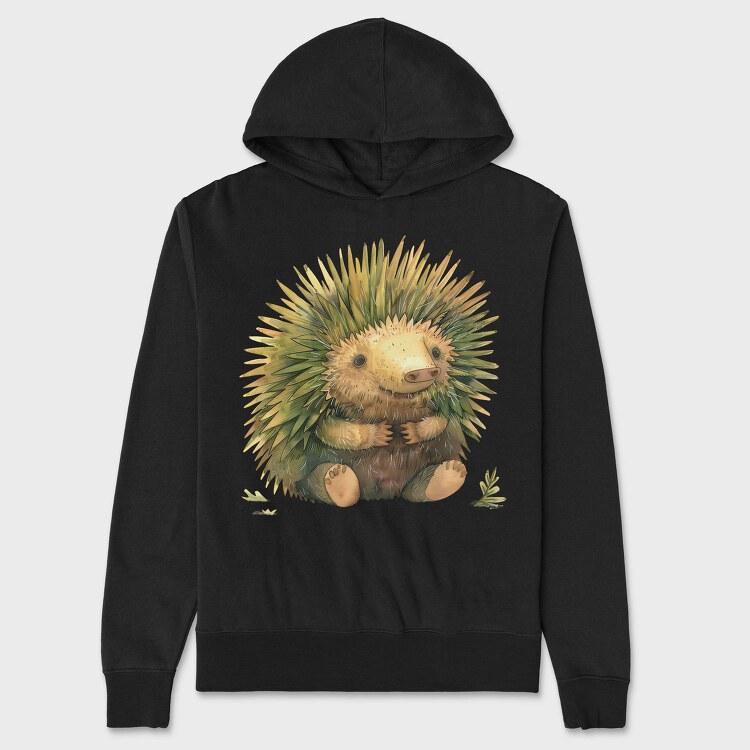 Hedgehog Sitting Woodland, Hanorac Oversize Barbati (Unisex)