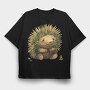 Hedgehog Sitting Woodland, Tricou Oversize Barbati (Unisex)