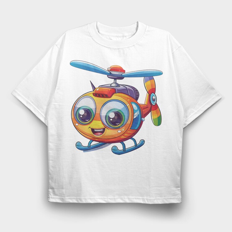 Helicopter Face Clipart, Tricou Oversize Barbati (Unisex)