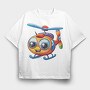 Helicopter Face Clipart, Tricou Oversize Barbati (Unisex)