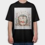 Hedgehog Love Flowers, Tricou Oversize Barbati (Unisex)