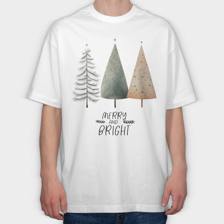Handdrawn Hygge Trees, Tricou Oversize Barbati (Unisex)