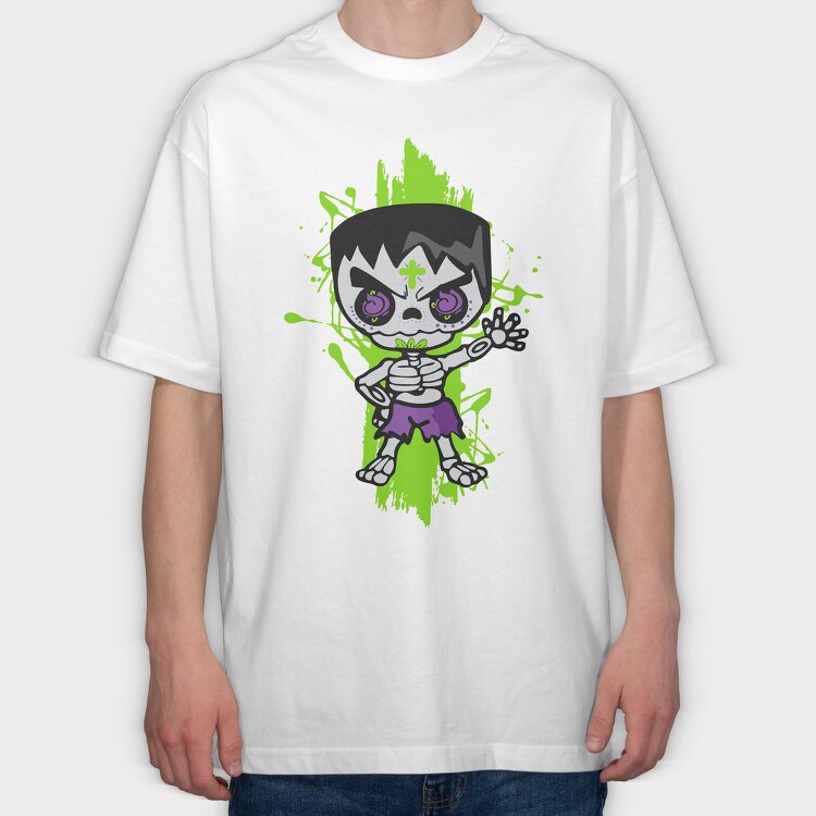 Skull Punk Splash, Tricou Oversize Barbati (Unisex)