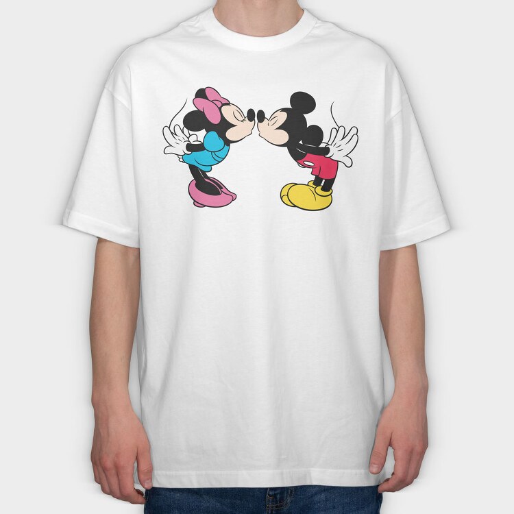 Mickey Minnie Kiss, Tricou Oversize Barbati (Unisex)
