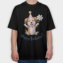 Happy Birthday Dog Flower, Tricou Oversize Barbati (Unisex)