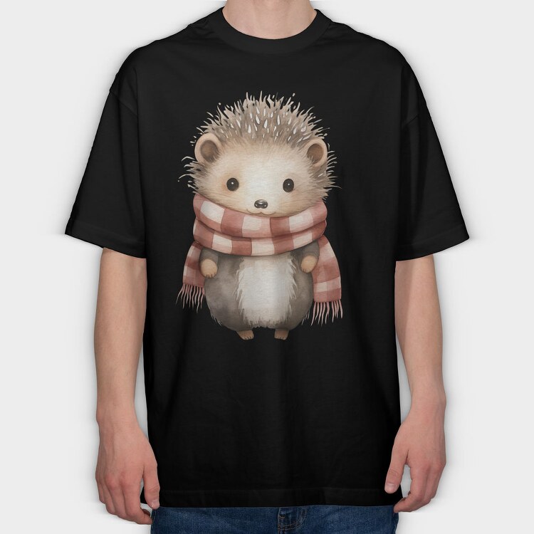 Hedgehog Scarf Woodland, Tricou Oversize Barbati (Unisex)