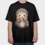 Hedgehog Scarf Woodland, Tricou Oversize Barbati (Unisex)