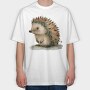 Hedgehog Sitting On Leaf, Tricou Oversize Barbati (Unisex)