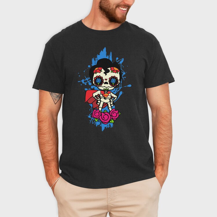Sugar Skull Superhero, Tricou Barbati (Unisex)
