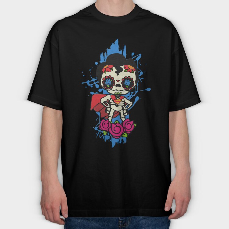Sugar Skull Superhero, Tricou Oversize Barbati (Unisex)