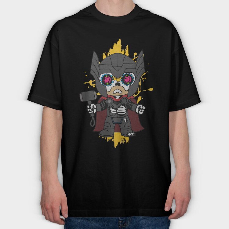 Sugar Skull Thor, Tricou Oversize Barbati (Unisex)