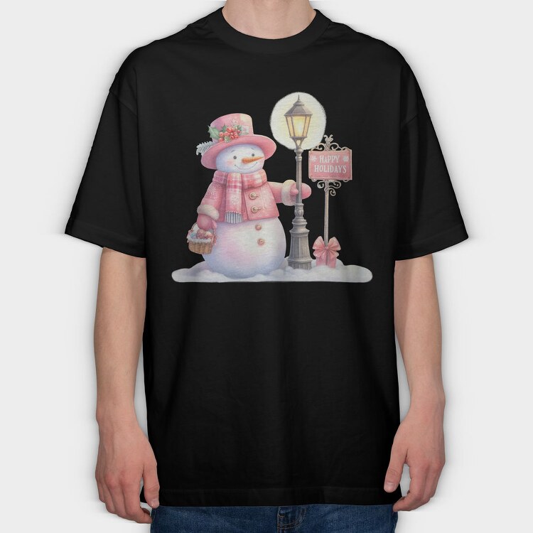 Happy Holidays Snowman, Tricou Oversize Barbati (Unisex)