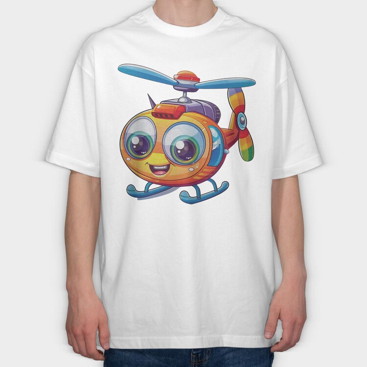 Helicopter Face Clipart, Tricou Oversize Barbati (Unisex)