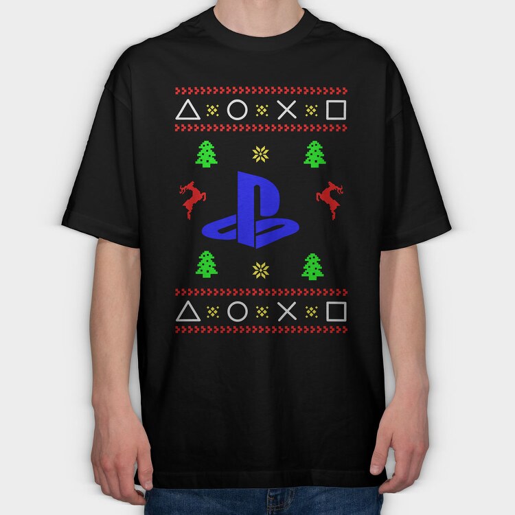 Playstation Xmas Sweater, Tricou Oversize Barbati (Unisex)