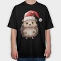 Hedgehog Christmas Cap, Tricou Oversize Barbati (Unisex)