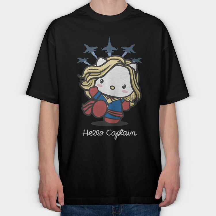 Captain Marvel Chibi, Tricou Oversize Barbati (Unisex)