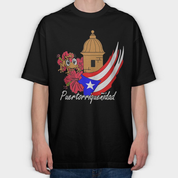 Puerto Rico Frog, Tricou Oversize Barbati (Unisex)