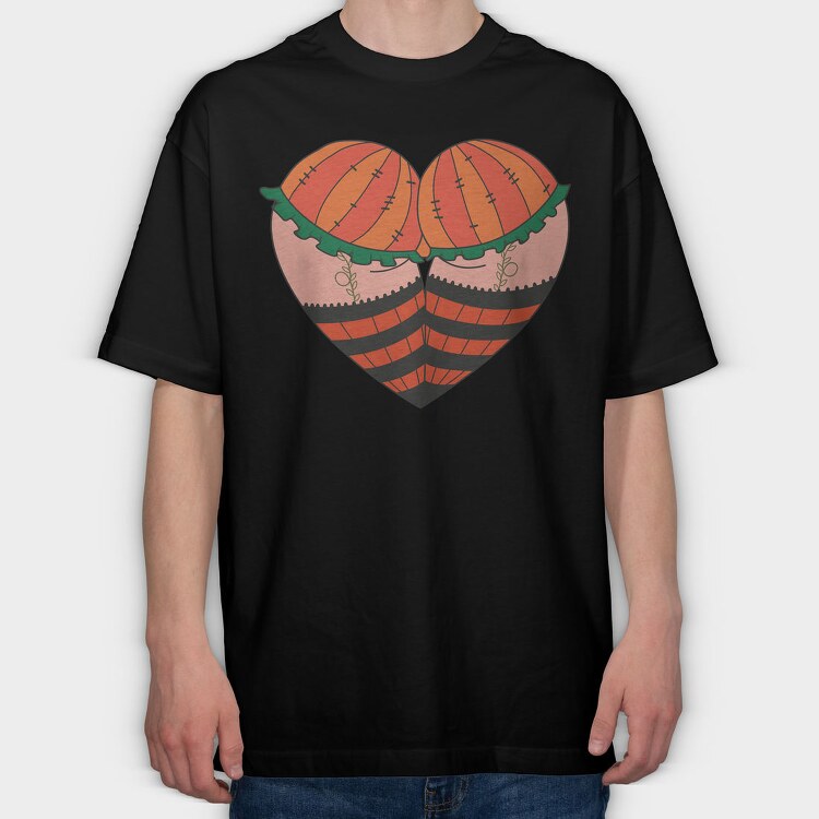 Pumpkin Patch Heart, Tricou Oversize Barbati (Unisex)