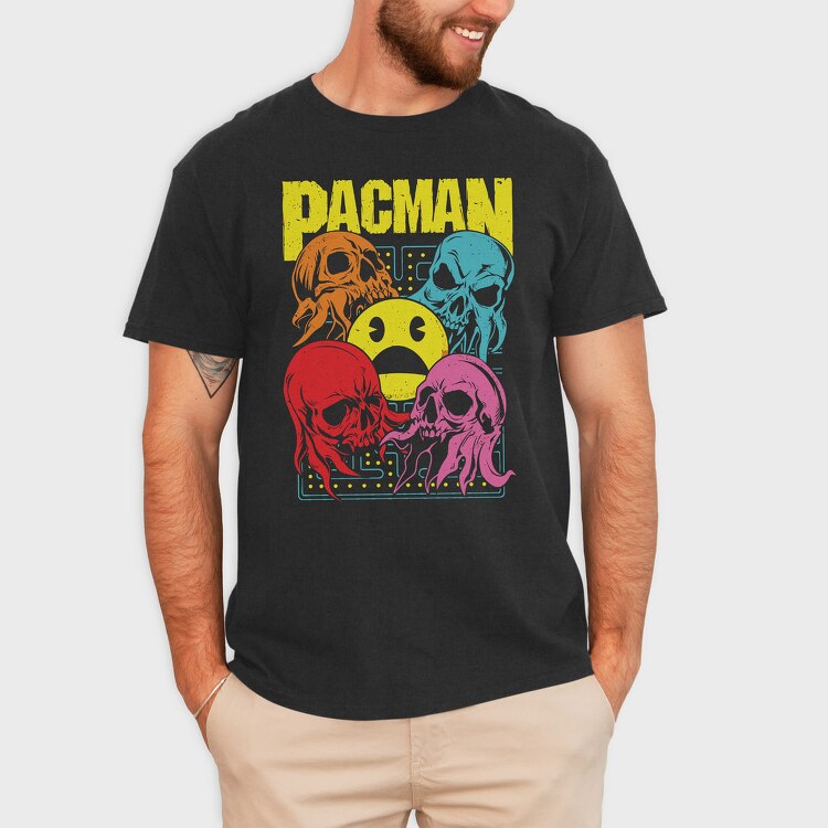 Pacman Skulls, Tricou Barbati (Unisex)
