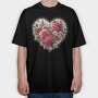 Heart Floral Love, Tricou Oversize Barbati (Unisex)