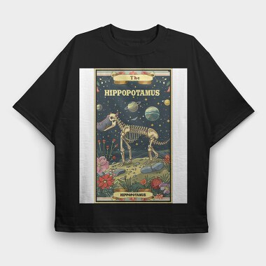 Hippopotamus Skeleton Space, Tricou Oversize Barbati (Unisex)